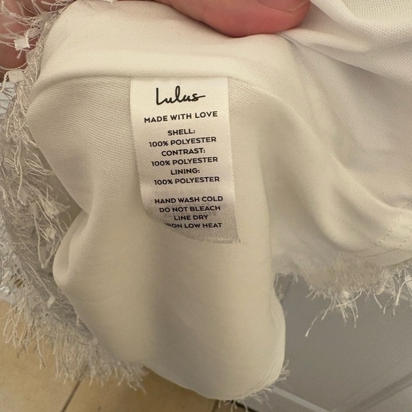 Lulus white feather fringe mini dress size xs homecoming party dress - Picture 4 of 9